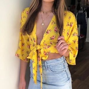 Yellow Floral Crop Top